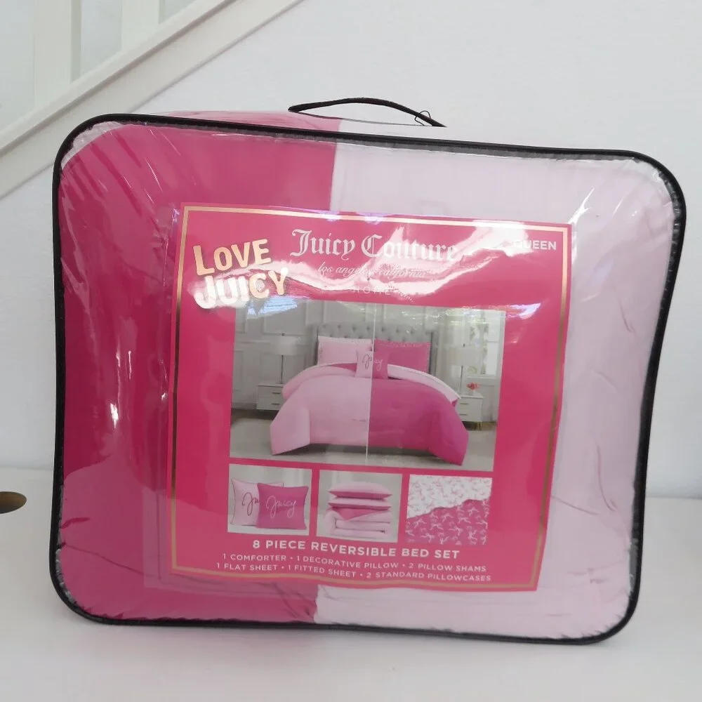 Juicy Couture Pink queen 8-piece Reversible comforter Bedding sets